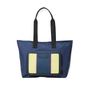 Kate Spade Tote foldable navy blue + neon design NWT